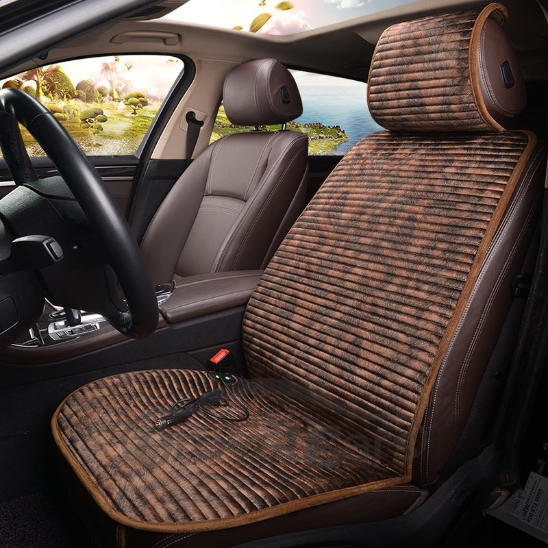 Electrical Heating leopard print Front Single-seat Universal Car Seat Cover