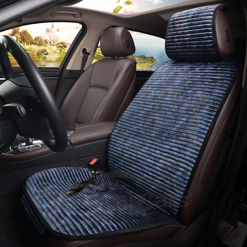 Cubierta de asiento de coche universal de un solo asiento delantero con estampado de leopardo con calefacción eléctrica 