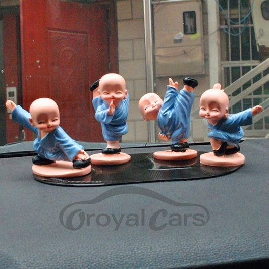 Four Little Kong Fu Monks Funny Car Decor