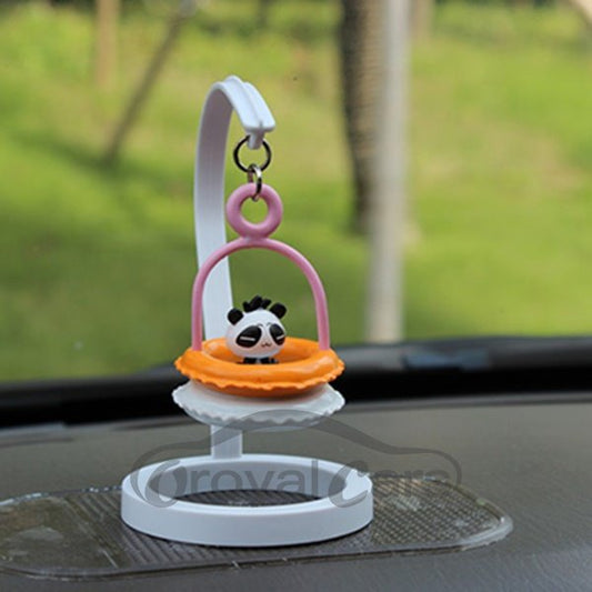 Creative Panda In Swim Ring Cartoon Stand Car Decor