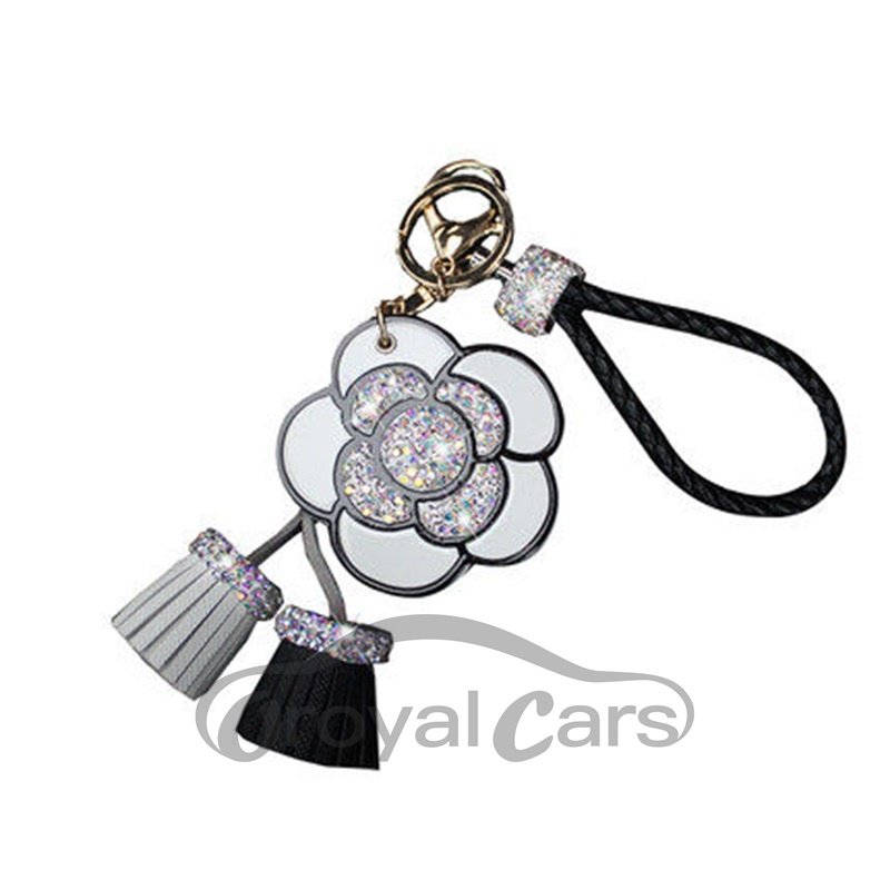 Diamond-studded Camellia Flowers Personalized Lady Car Key Ring