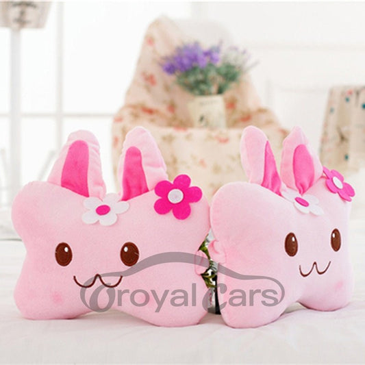 Fashion 1-Pair Lovely MOMO Rabbit Design Soft Velvet Creative Car Headrest Pillow