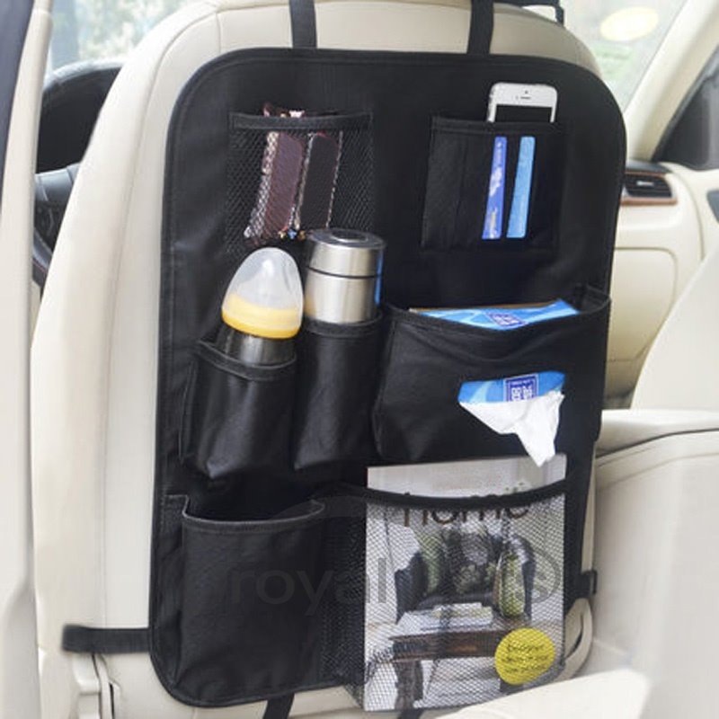 Organizador del asiento trasero del coche, material de cuero de microfibra, bolsillos múltiples, bastante rentable