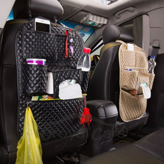 Classic Black Plaid Leather Material Most Popular Backseat Organizer