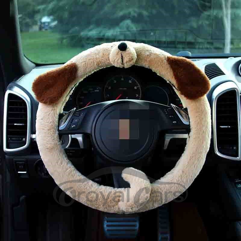 Cartoon Style Little Bear Porket Calf Elephant Puppy Pattern Car Steering Covers