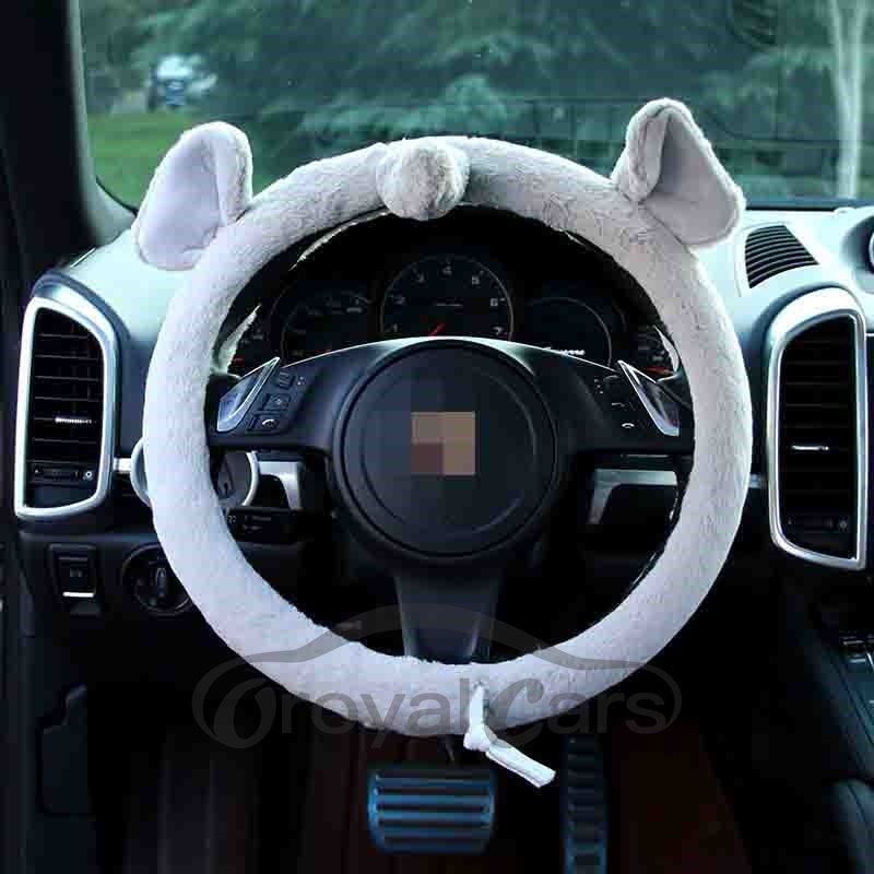 Cartoon Style Little Bear Porket Calf Elephant Puppy Pattern Car Steering Covers