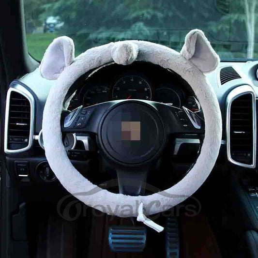 Cubiertas de volante de coche con patrón de cachorro, elefante, pantorrilla, osito, estilo de dibujos animados 