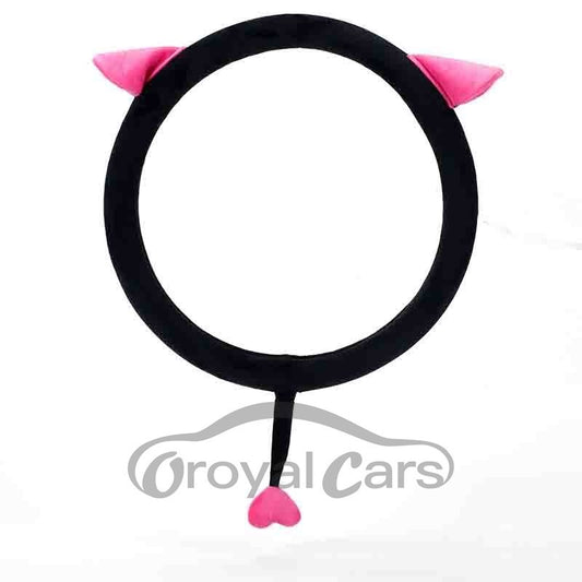 Cartoon Style Cute Cat Ears Tail Pattern Anti-Skid, Anti-Wear, Breathable Absorbent, Car Steering Covers