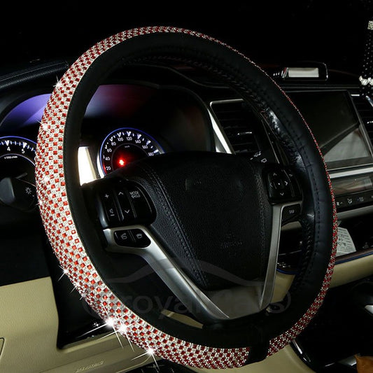 Coloured Diamond+PU Material Prevent Slippery And Wear-Resisting Not Hurt The Hands Universal Car Steering Cover