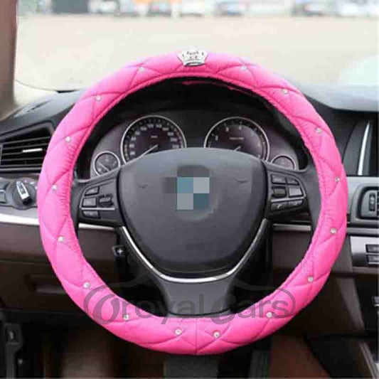 Crown With Diamond,Leather Material Popular Series Car Steering Cover