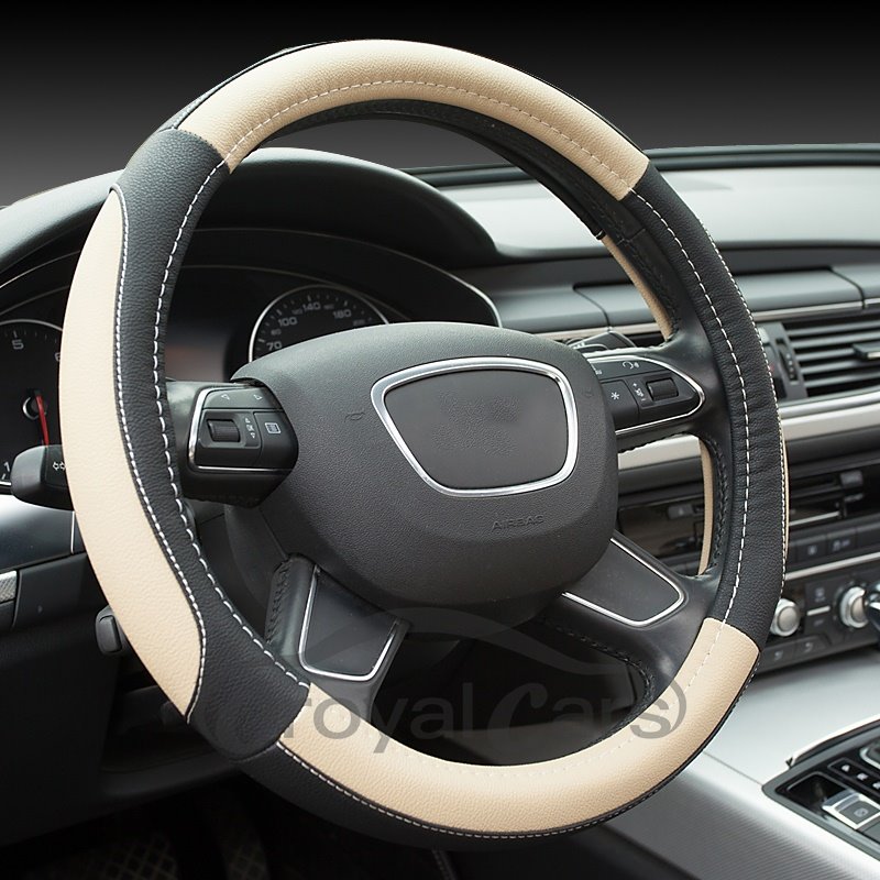Elegant And Luxurious Healthy Anti-Slip Excellent Grip(Polychrome) PU Leather Steering Wheel Cover Wear-resistant Dirt-r