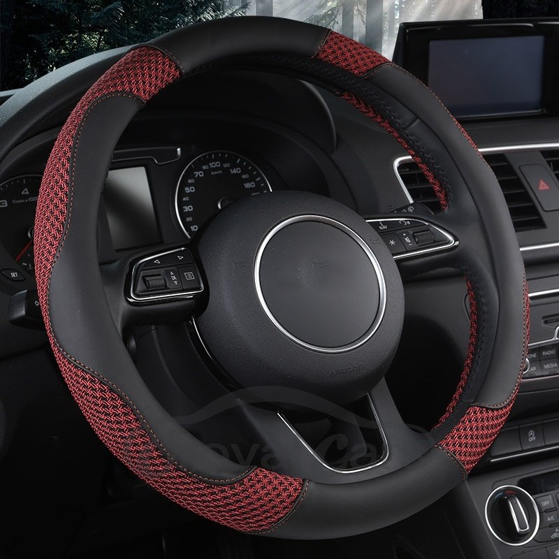 Sports Style Multi-Colored Embossing Pattern Anti-Slip Durable Breathable & Odor Free Steering Wheel Cover