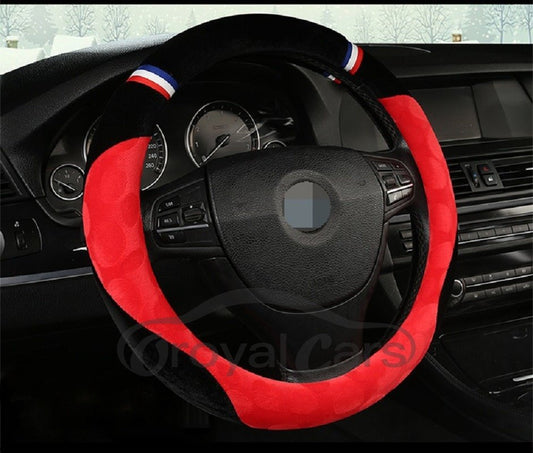 Creative Style Color Block Suede Steering Wheel Cover