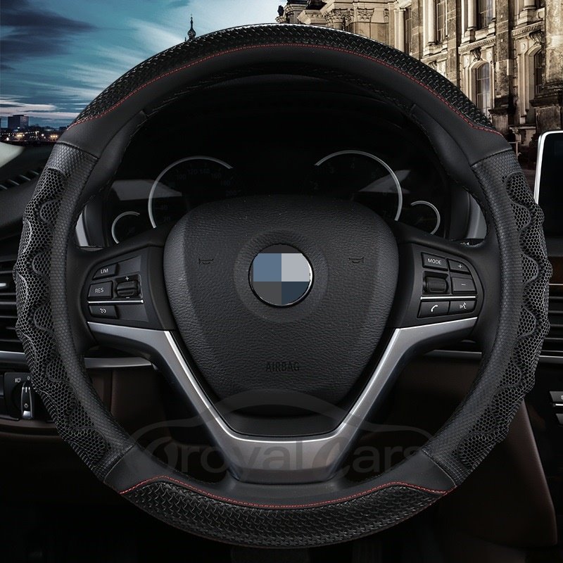 Simple Style Plain Pattern Leather Material Steering Wheel Cover