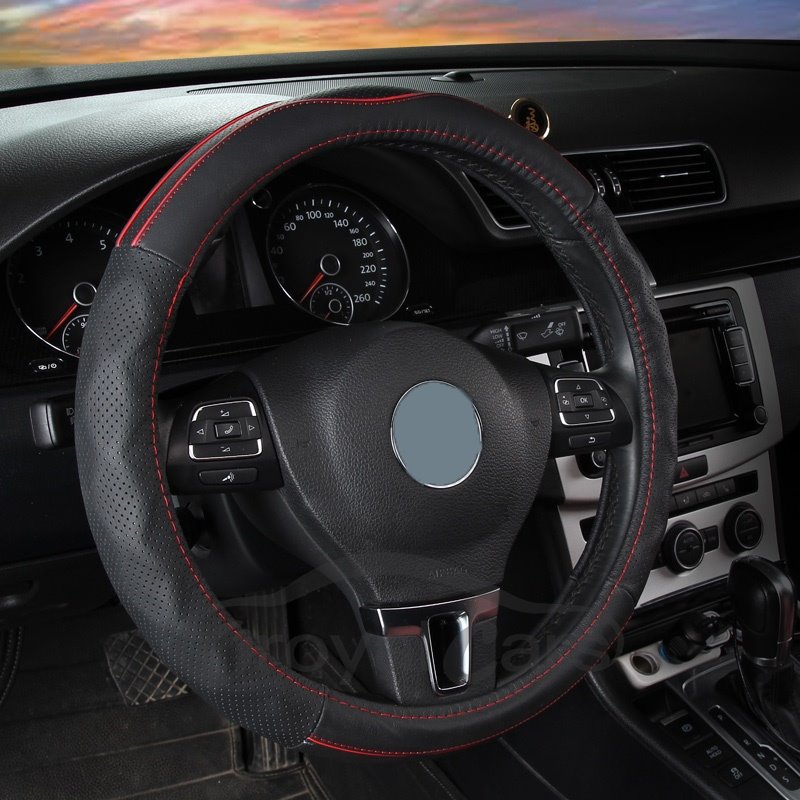 Simple Style Leather Color Block Steering Wheel Cover