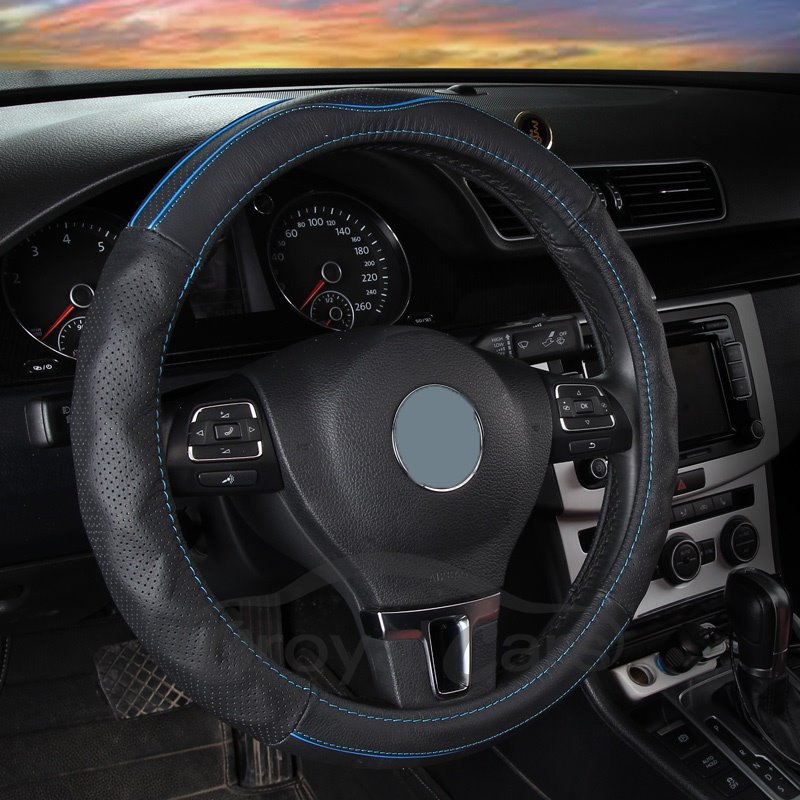 Simple Style Leather Color Block Steering Wheel Cover