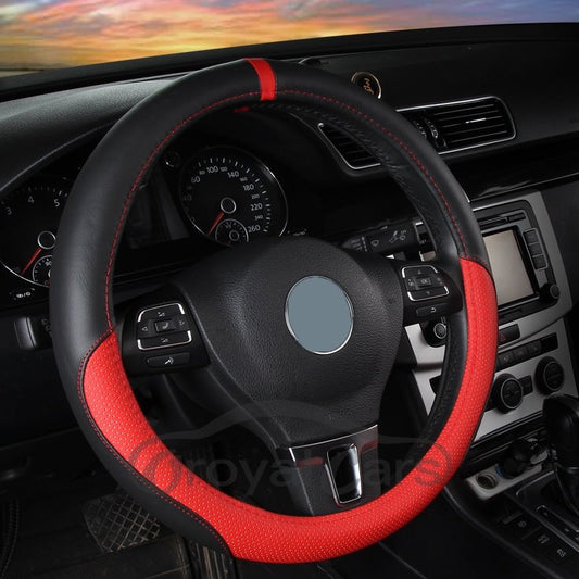 Simple Style Color Block Leather Steering Wheel Cover