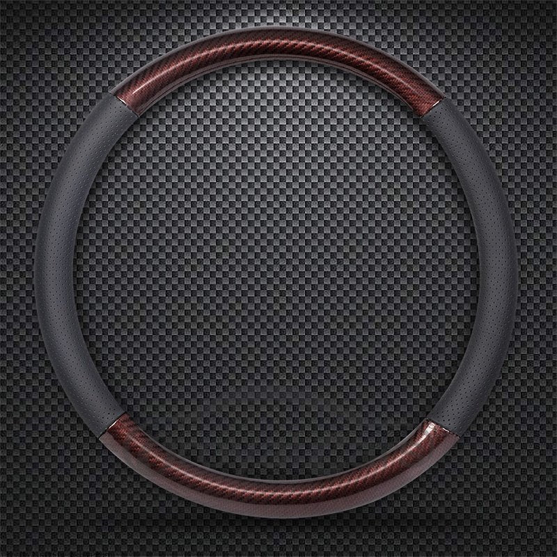Simple Style Color Block Carbon Fibre Steering Wheel Cover