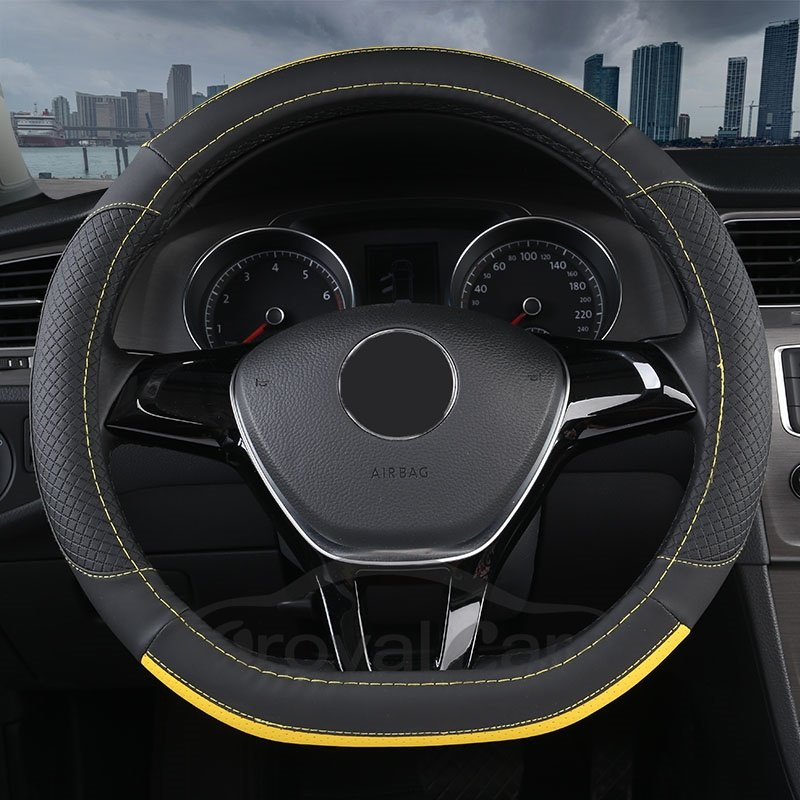 PVC Material Color Block All Seasons Business Style Steering Wheel Cover