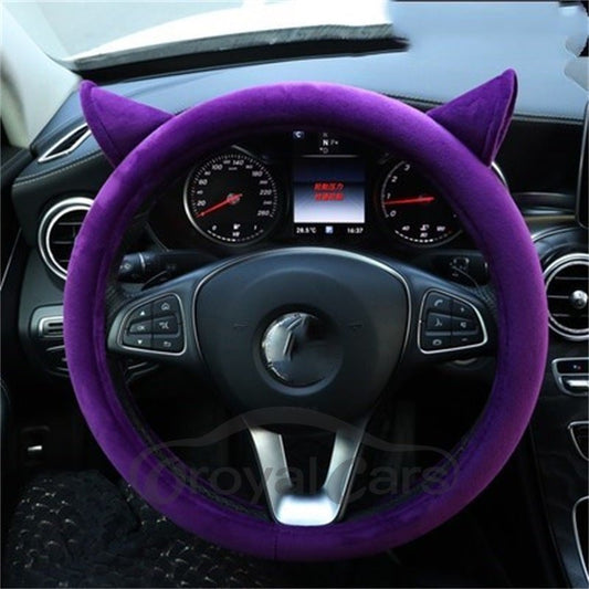 Cute Ear Shape Suede Material Superior Quality Car Steering Wheel Cover
