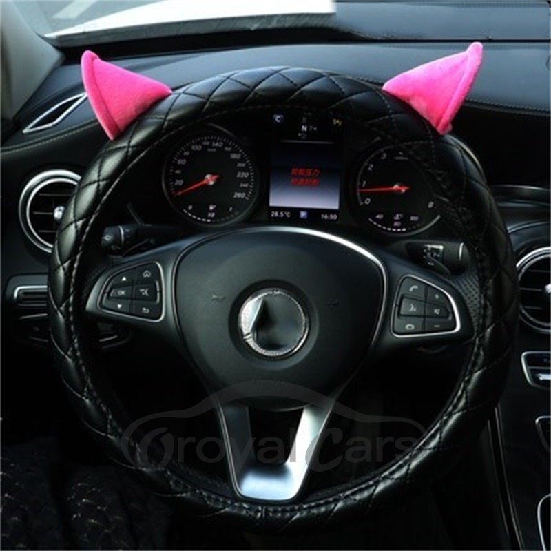 Cute Ear Shape PU Leather Superior Quality Car Steering Wheel Cover.