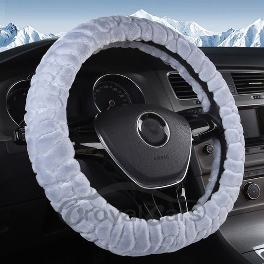 Short Plush Velvety Soft Textured Car Steering Wheel Cover Sets