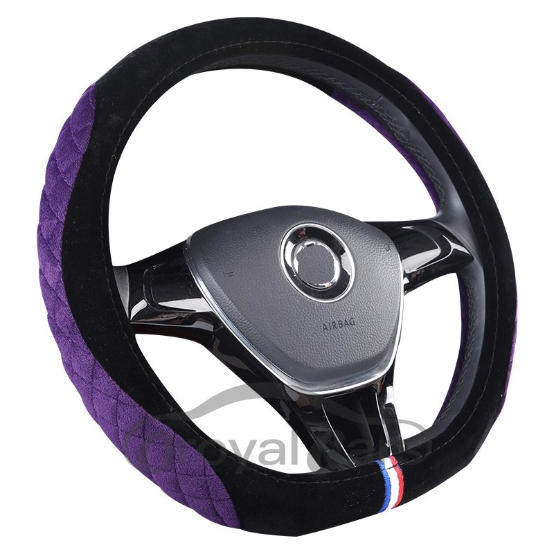 Suede Stereo Clipping Suede Material Sports Style Steering Wheel Cover