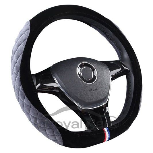 Suede Stereo Clipping Suede Material Sports Style Steering Wheel Cover