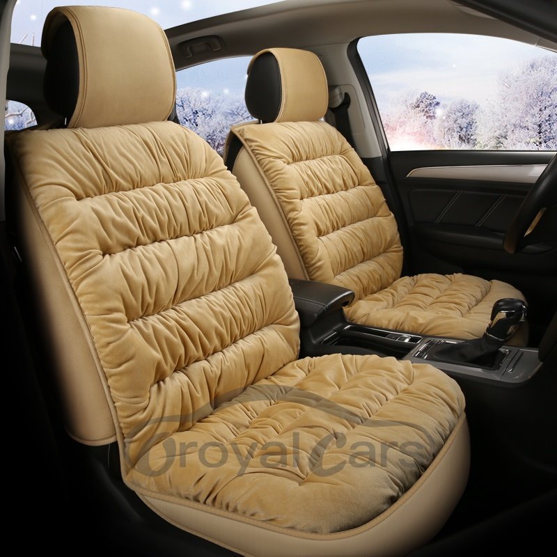5 Seats Princess Style Coral Fleece Material Warm Soft Breathable For Winter Universal Fit Seat Covers