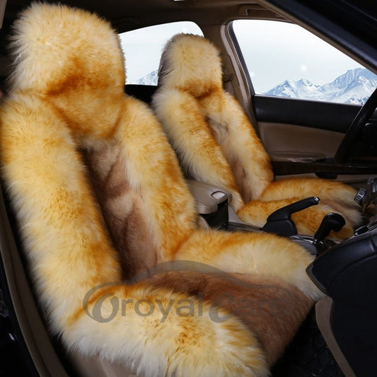Winterwarmer, superweicher Wolfshaar-Autositzbezug mit wunderschönem Farbdesign 