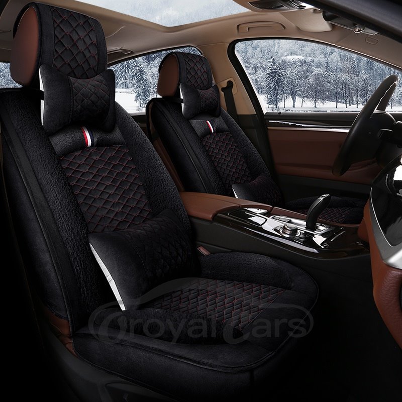 Winter Universal Cost-Effective Plaid Warm Car Drivers Seat Covers