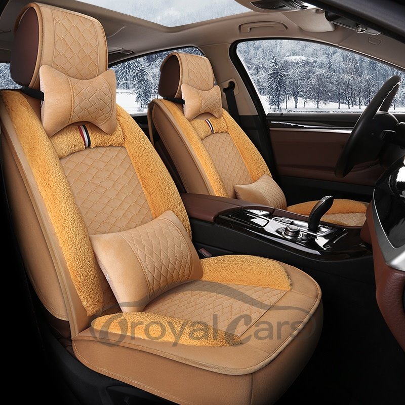 Winter Universal Cost-Effective Plaid Warm Car Drivers Seat Covers