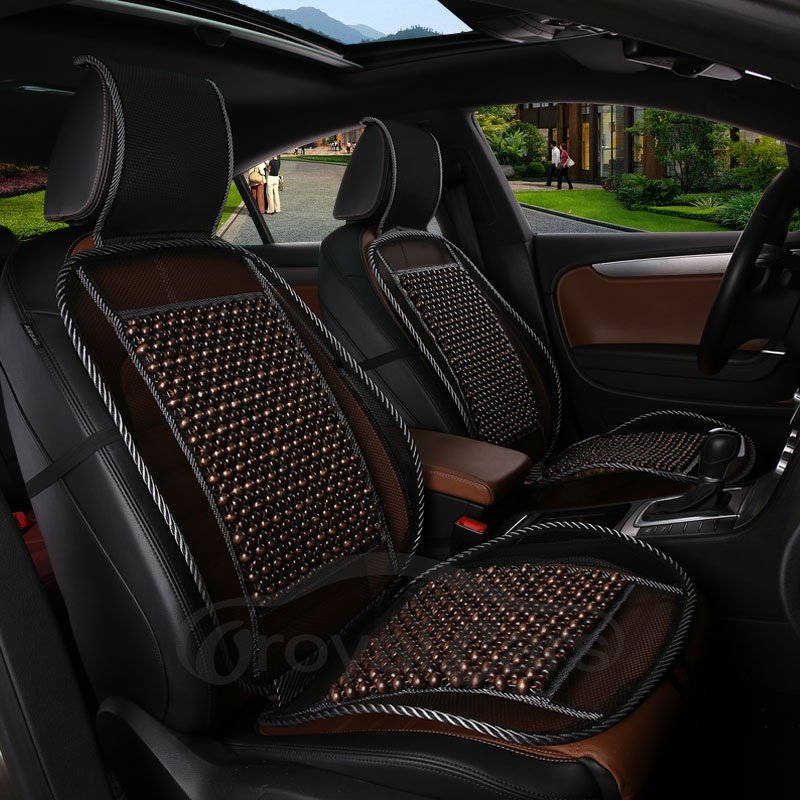 Classy Wood Beads Design For Heat Reduction And Comfort Universal Fit Car Seat Cover