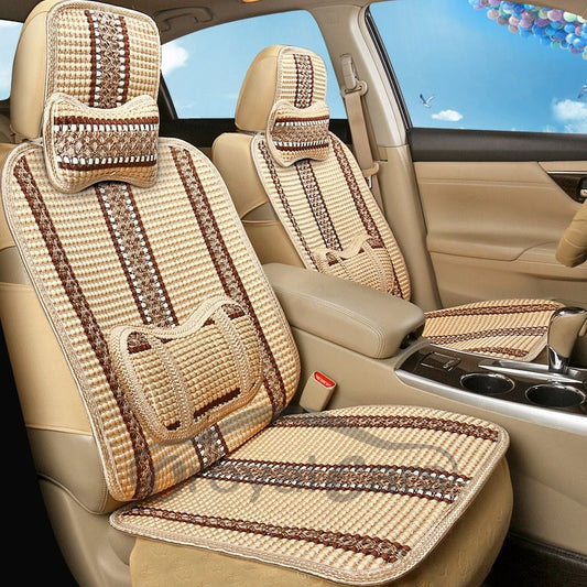 Hübscher und bunter, ornamental gestreifter Universal-Autositzbezug aus Eisseide und Viskose