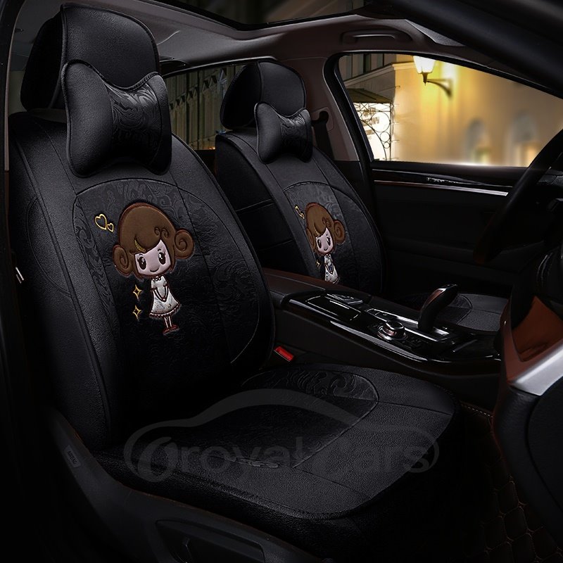 Cartoon Girl Pattern Cute Microfiber Car Seat Cover