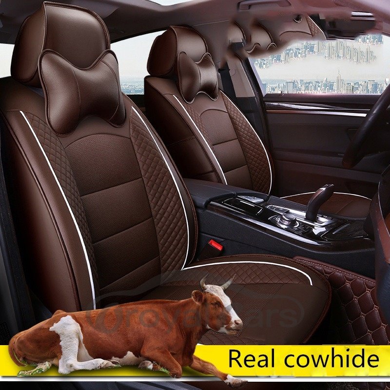 Plain Pattern Simple Style Real Leather Custom Car Seat Cover