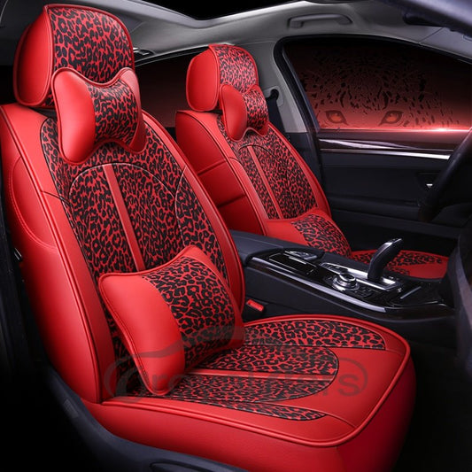 Funda de asiento de coche personalizada de cuero PU de estilo moderno con estampado de leopardo de lujo
