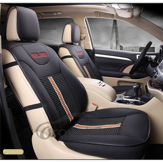Fundas de asiento de coche personalizadas de 5 asientos de tejido mixto de cuero de alta calidad de lujo