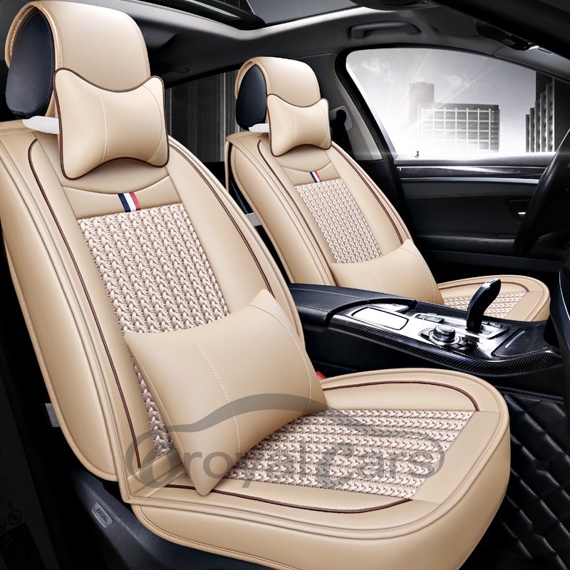 Luxury Business Style Plain Pattern Ice Silk Material Universal Car Seat Cover