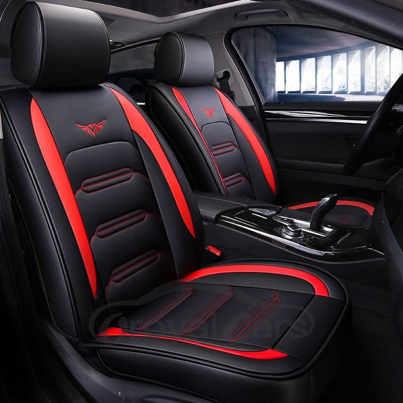 Business Style Color Block PU Universal Car Seat Cover