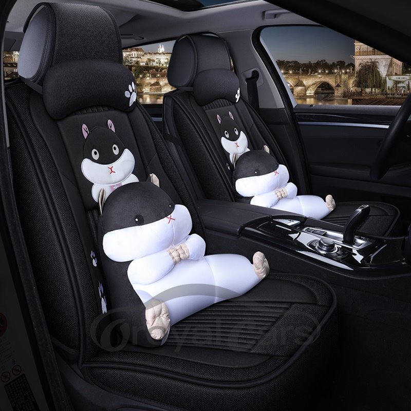 Creative Style Cartoon Universal Car Seat Cover With Cute Three-dimensional Hamster Lumbar Pillow