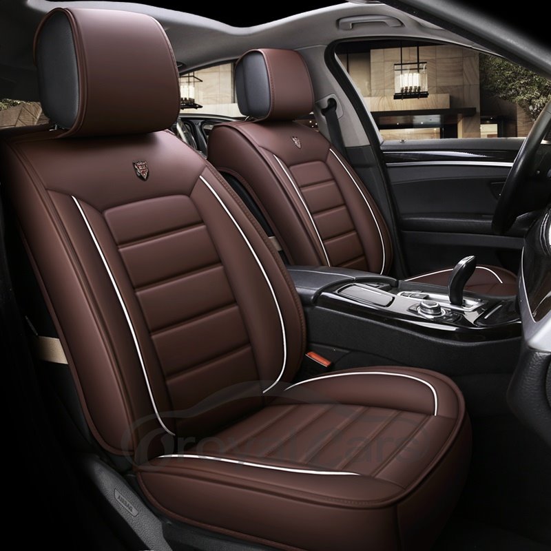 Simple Style Color Block Breathable And Soft Airbag Compatibility Leather Universal Fit Seat Covers