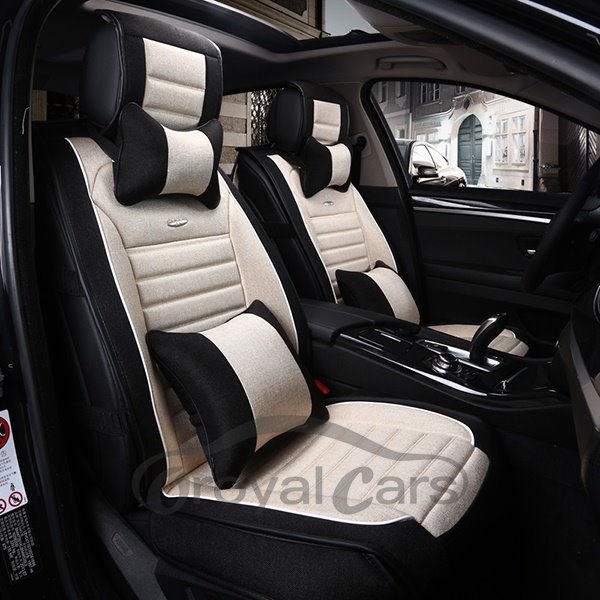 Premium Linen Leatherette Material Comfortable Dual Color Universal Car Seat Cover