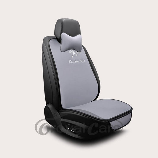 Modelado de cintura pequeña Tecnología de bordado 3D Patrón de hoja de arce Atractivo Práctico Transpirable 1 Funda de asiento delantero universal