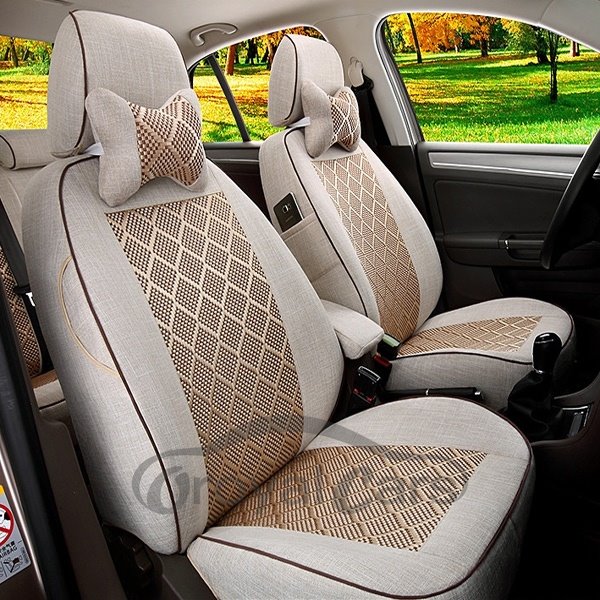 Smooth Ice Silk Surface Classic Grid Patterns Custom Car Seat Cover