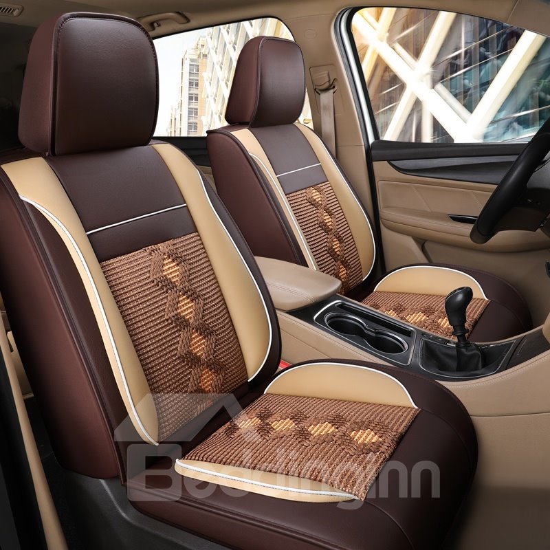 Full Coverage Man-Made Leather And Ice Silk Material Soft Comfortable Universal Single Seat Cover Can Be Customized For