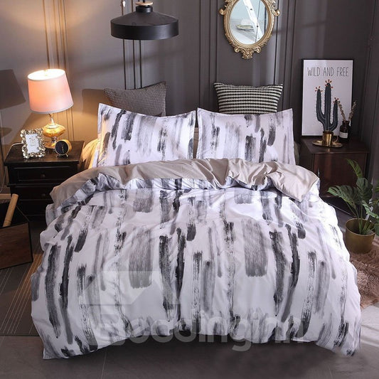 Black and White Soft Duvet Cover Sets 3-Piece Warm Bedding Sets with 2 Pillowcases California King Size (260*230cm)