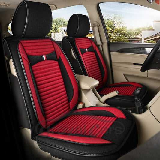 Material de lino duradero, transpirable, resistente al desgaste, 1 funda para asiento delantero de automóvil adecuada para la mayoría de los automóviles/Las fundas para asientos de 7 plazas se pueden personalizar