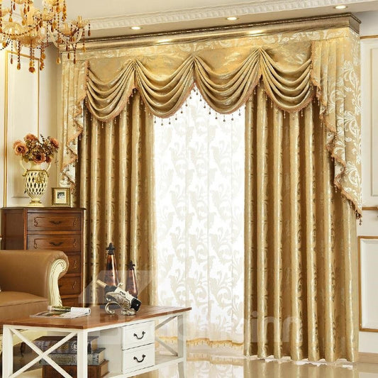 Cortinas de sombreado de oro puro europeo para decoración de sala de estar y dormitorio, 2 paneles personalizados, sin pelusas, sin decoloración, No de (84W * 84 "L)