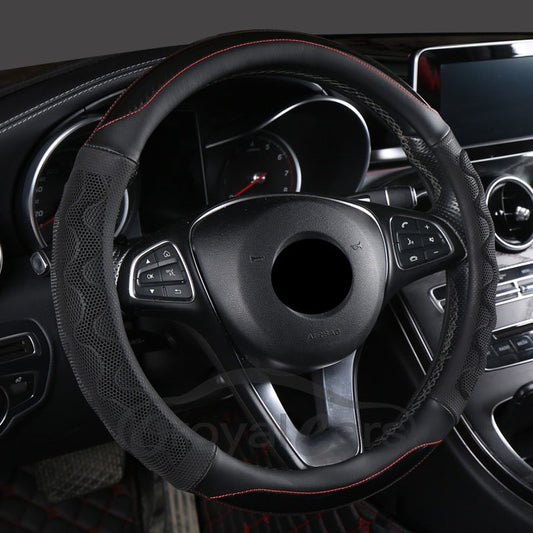 Steering Covers 3D Cellular Ventilation Fashion Design Wear-resistant Leather Fabric Non-slip Inner Ring Safe And Non-to